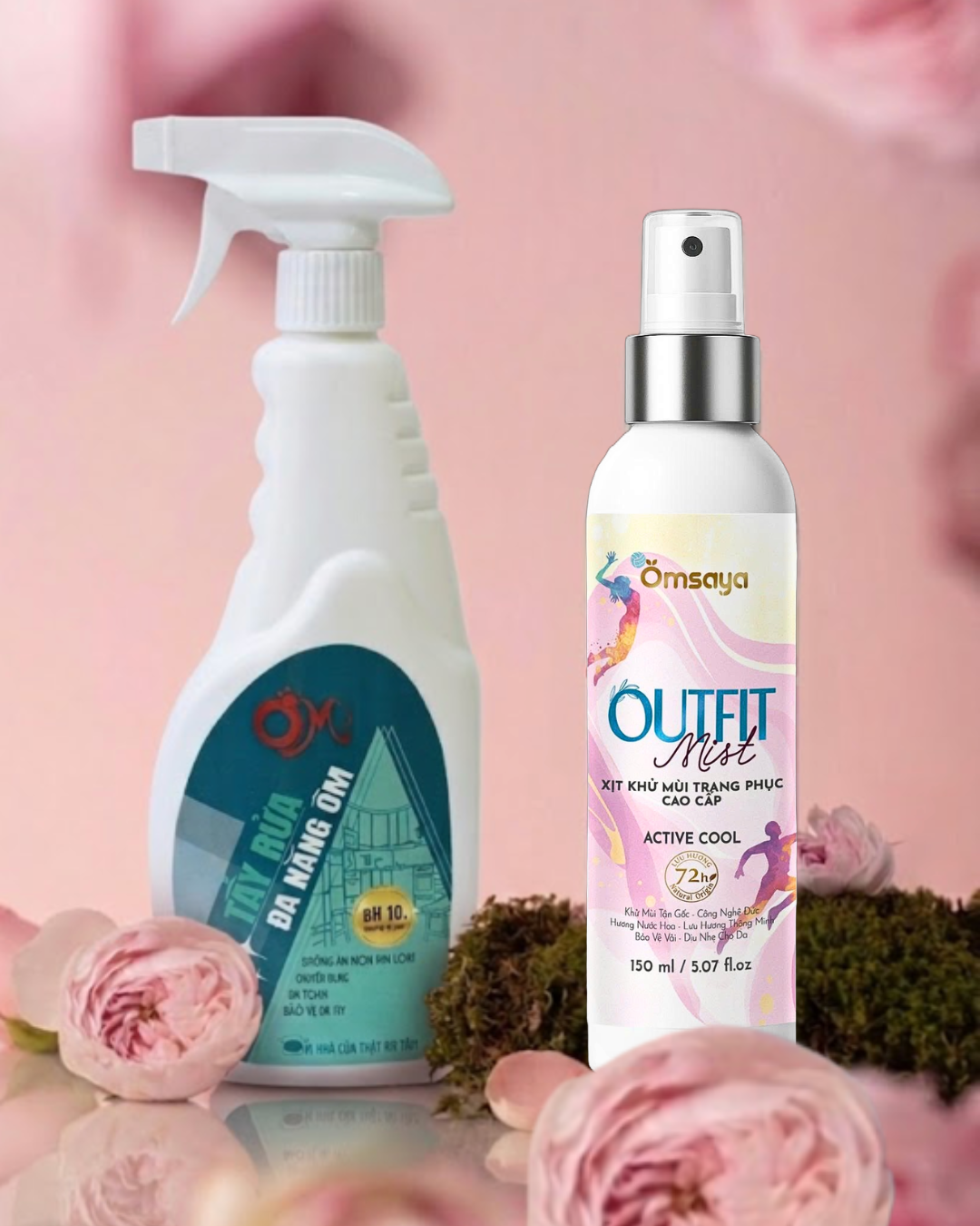 Spa giày toàn diện: Tẩy đa năng Ôm + Xịt khử mùi trang phục Omsaya hương Active cool